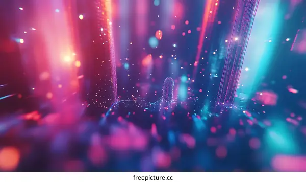 Abstract Digital Cityscape Neon Light