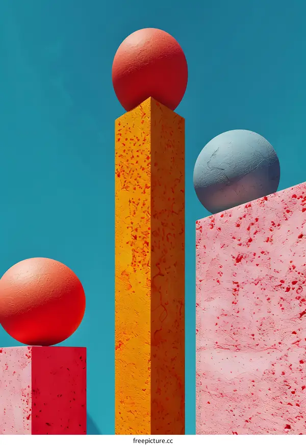 Abstract Minimalist Geometric Shapes with Vibrant Colors