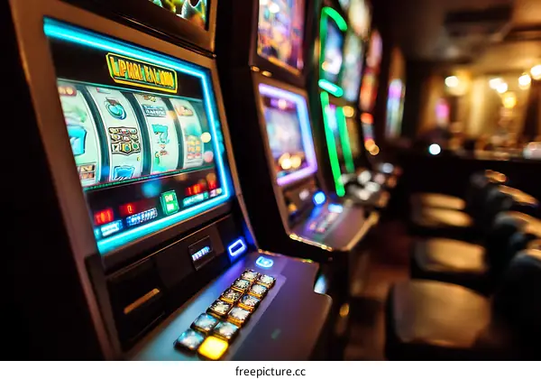 Casino Slot Machines Colorful Displays