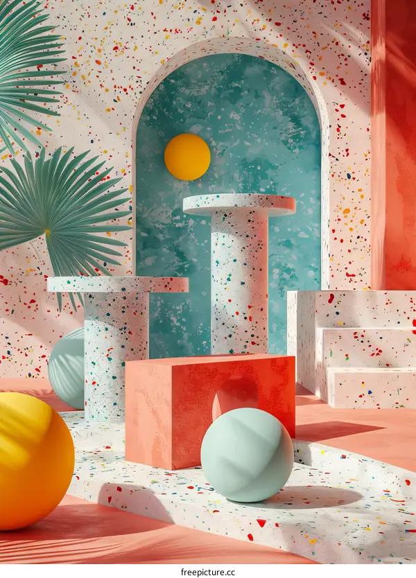 Architectural Design with Colorful Geometric Shapes