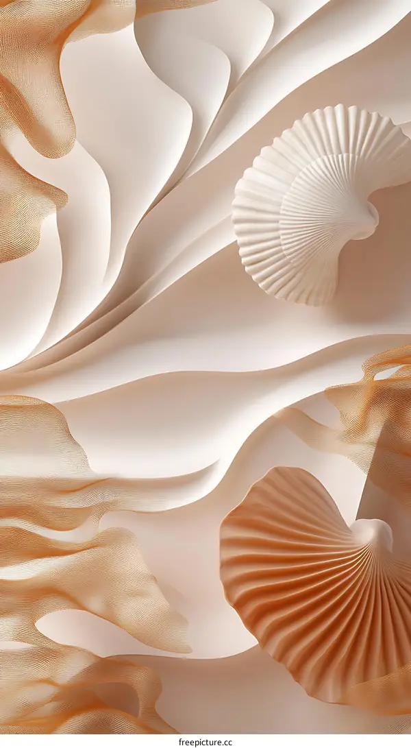 Abstract Seashells Background with White and Brown Colors