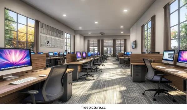 Modern Open-Plan Office Space Illustration