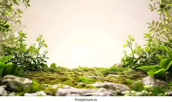 Green Moss and Plants Background