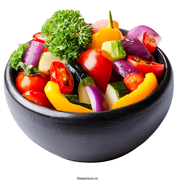 [Transparent Background PNG]Assorted Colorful Vegetable Salad in a Bowl