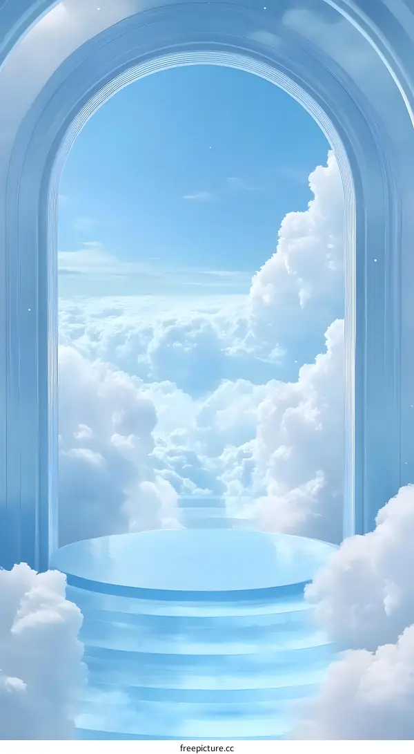 Blue Sky with Clouds Through an Archway