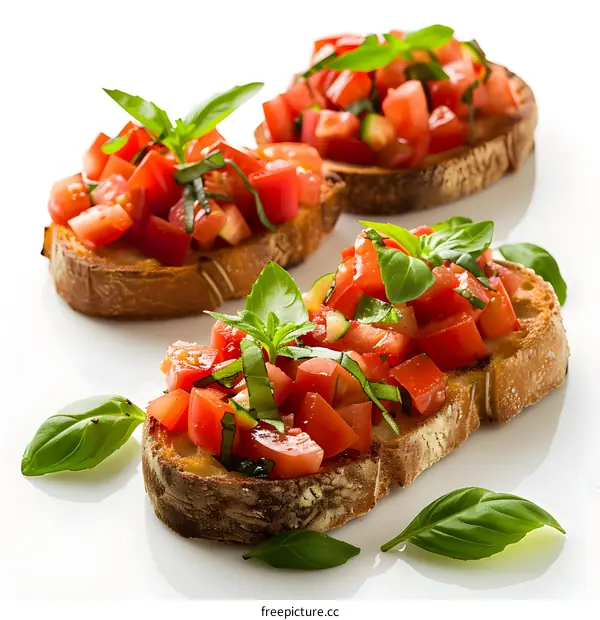 Bruschetta with Tomatoes and Basil on Toasted Bread