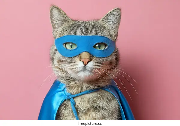 A Super Cat in a Blue Mask