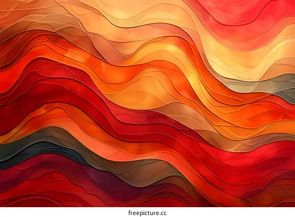 Abstract Wavy Background with Red and Orange Hues