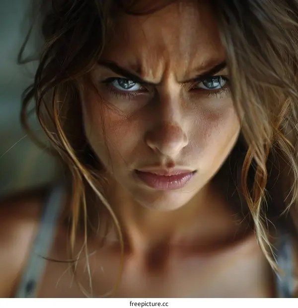 Close-up Portrait of an Angry Woman