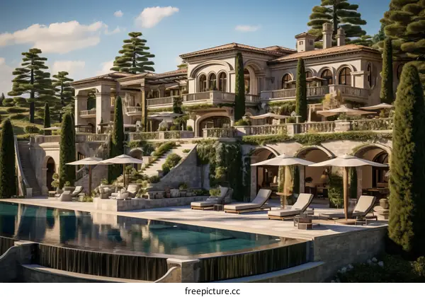 Luxurious Mediterranean Mansion with Pool