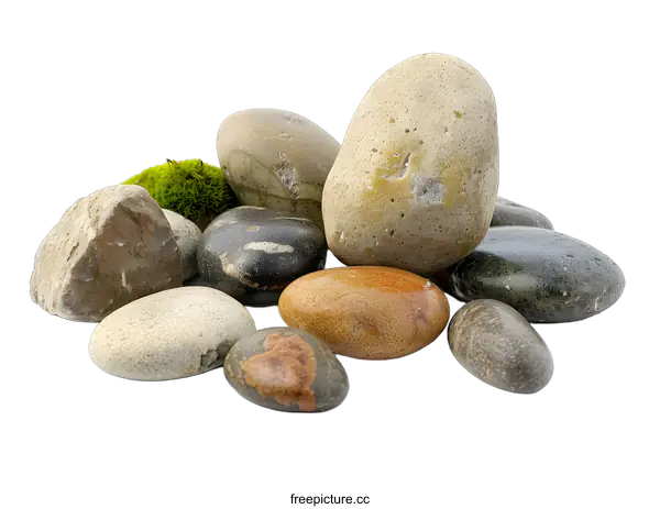 [Transparent Background PNG]Smooth River Rocks on White Background