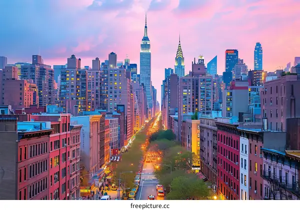 Empire State Building View from Manhattan Street