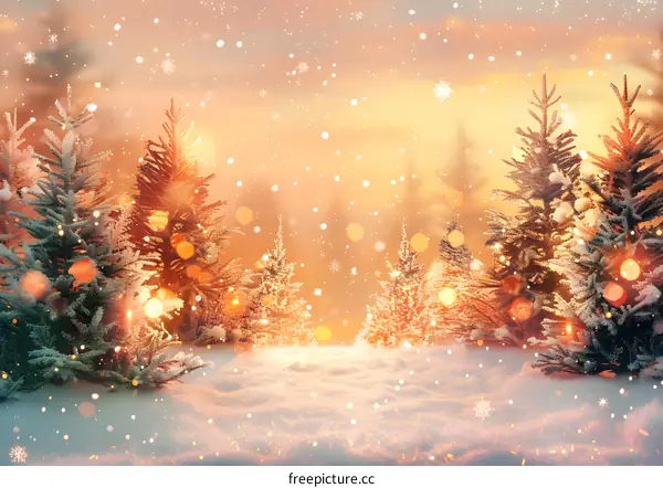 A Snowy Forest in the Evening