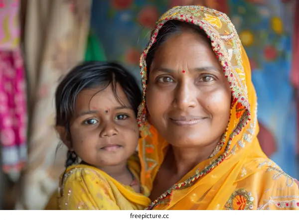 Indian Mother and Child Portrait