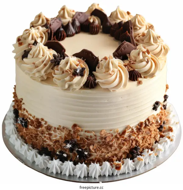 Delicious Cake with Chocolate and Caramel Decorations