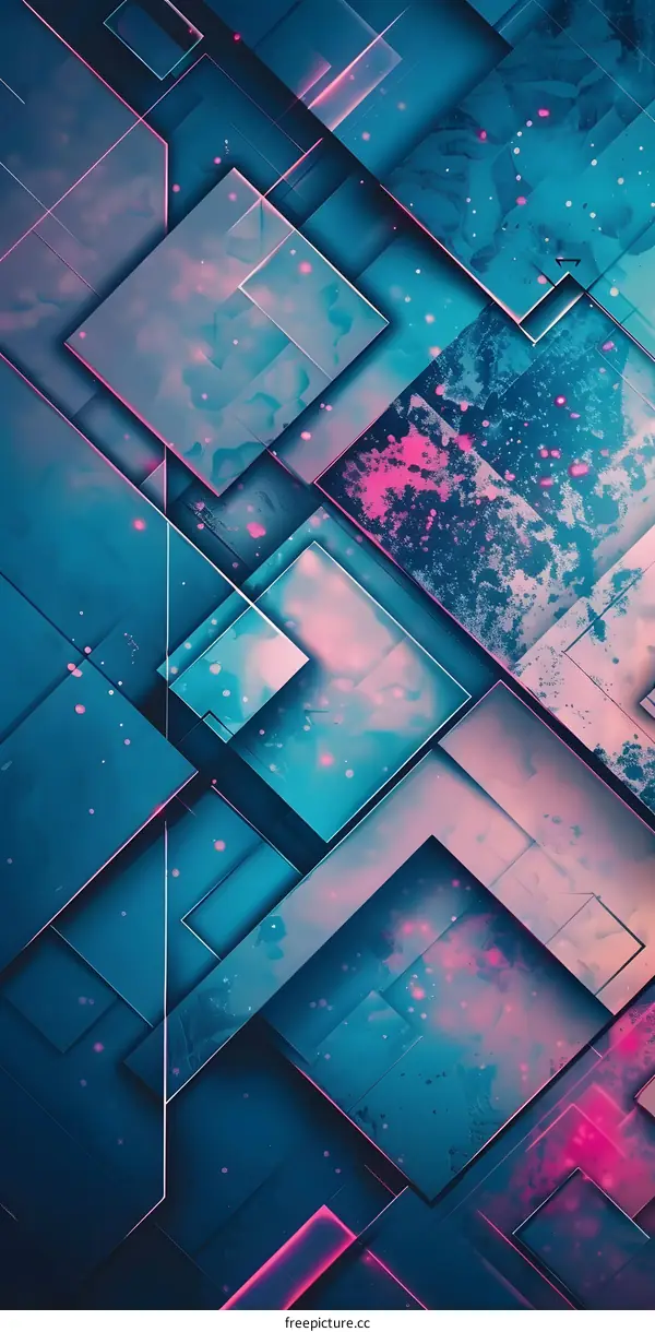 Abstract Geometric Shapes in Blue and Pink