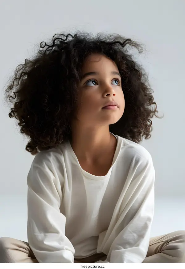 Young Girl Looking Up in Wonder