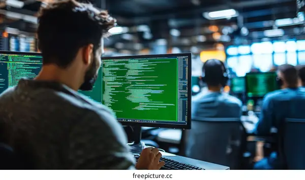 Software Developers Working on Code in a Team