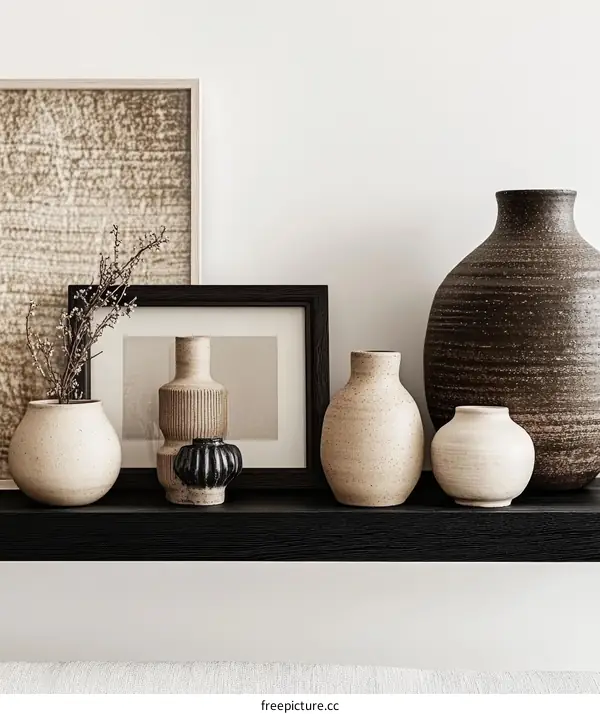 Modern Ceramic Vases Decorated Shelf Display