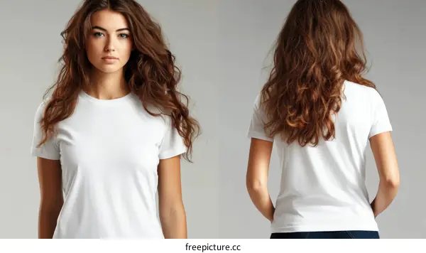 Blank White T-Shirt Mockup Front and Back View