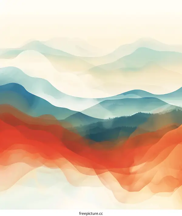 Abstract Mountain Landscape Illustration