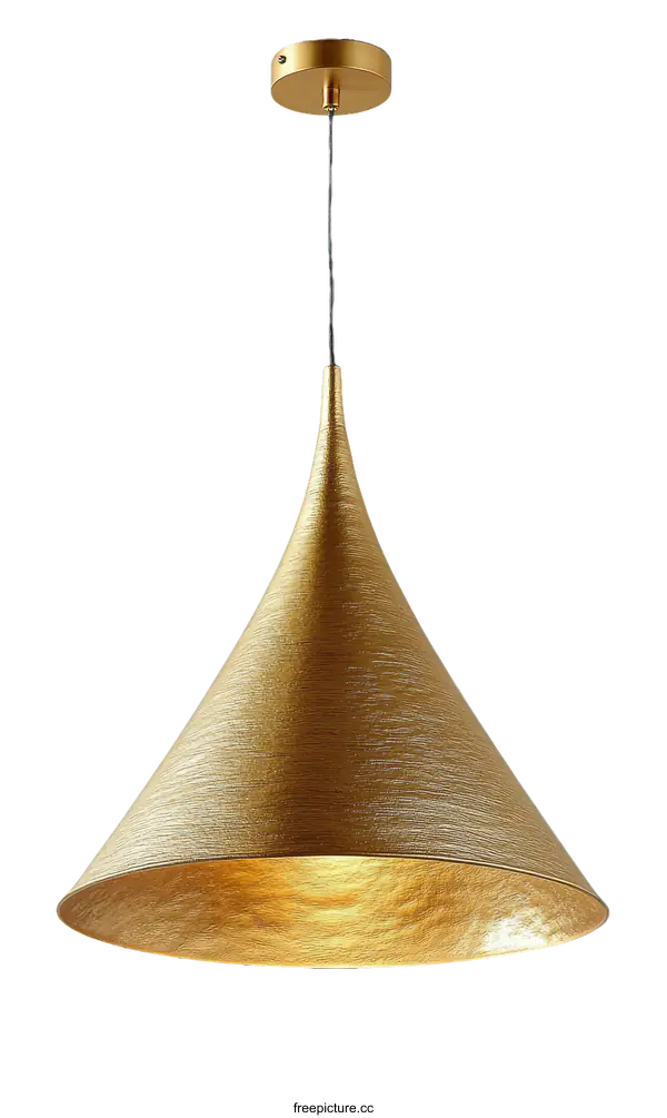 [Transparent Background PNG]Modern Gold Cone Pendant Lamp