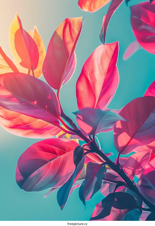 Pink Leaves Against Blue Sky