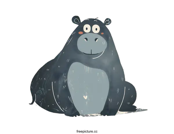 [Transparent Background PNG]Cute Cartoon Illustration Of A Big Happy Hippo