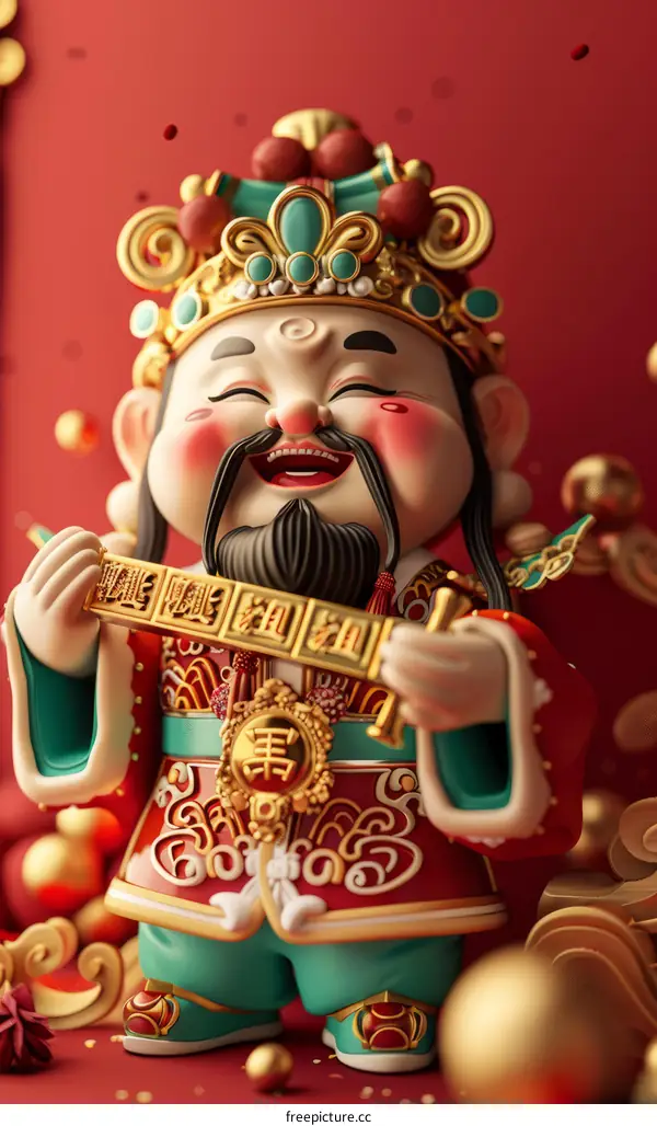 Chinese new year god of wealth caishen cartoon character