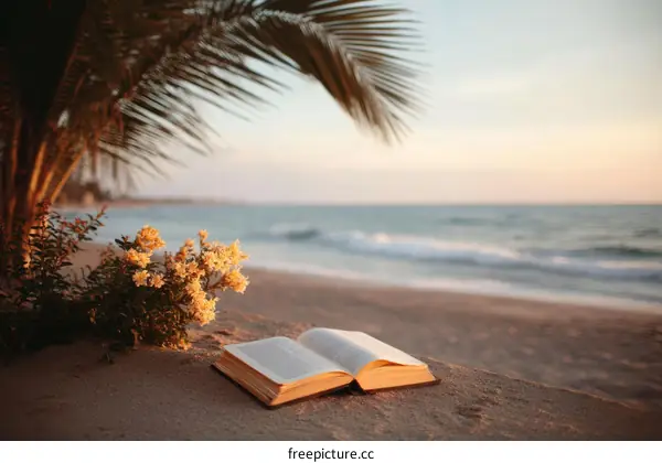 Peaceful Beach Reading with Open Book