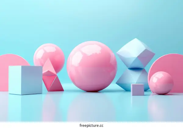 Pink and blue pastel geometric shapes
