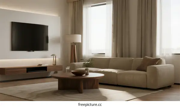 Modern Living Room with Large Window and Minimalist Decor