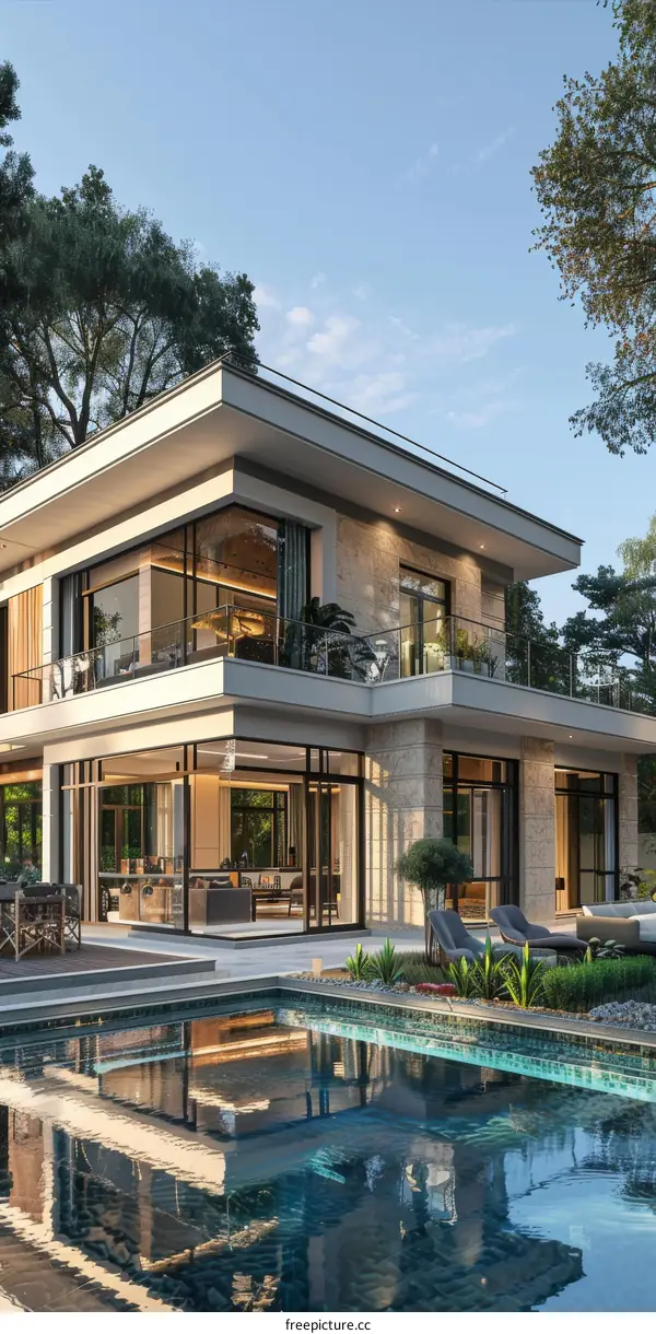 Modern House with Pool and Garden