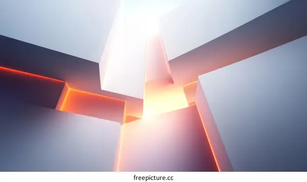 Abstract Geometric Shapes with Neon Lines