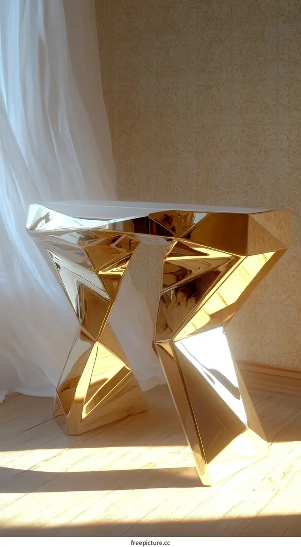 Modern Gold Geometric Console Table