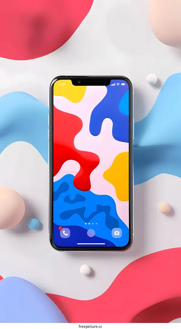 Phone Mockup with Colorful Abstract Background