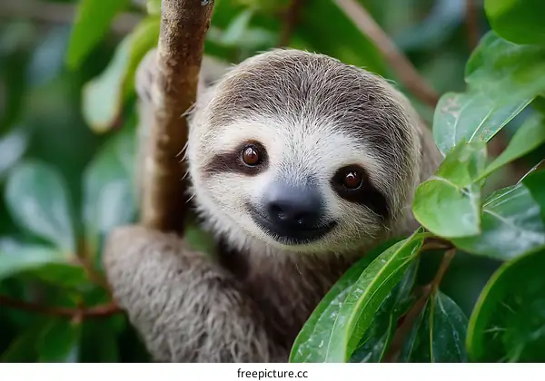 Close Up of a Baby Sloth in a Jungle