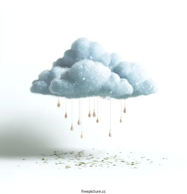 Fluffy Cloud with Rain Drops