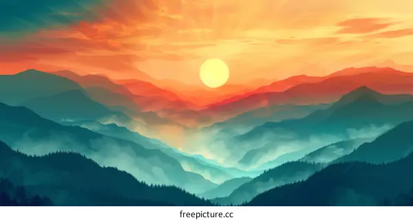 Sunset over the mountains