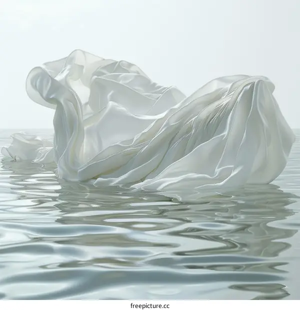 White Fabric Floating on Water Surface