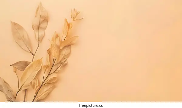 Dried Leaves on Beige Background Minimalist