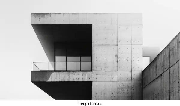 The Balcony of a Modern Concrete Building with a View of the Sky