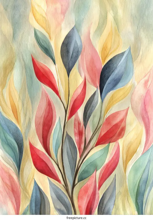 Abstract Watercolor Leaves Illustration Design