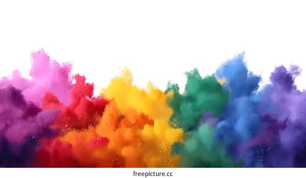 Colorful Powder Explosion on White Background
