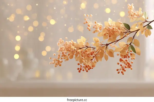 Autumnal Branches with Soft Bokeh Lights