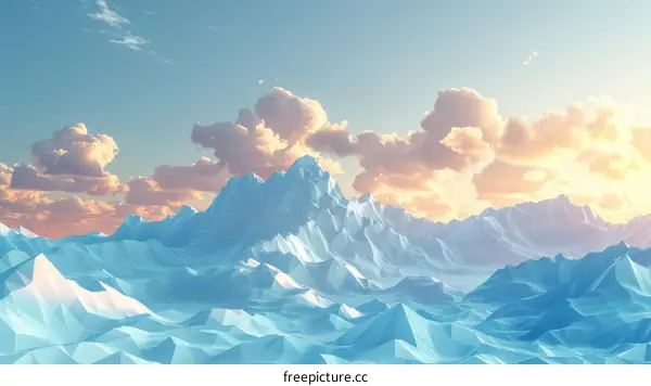 Blue and white mountain landscape