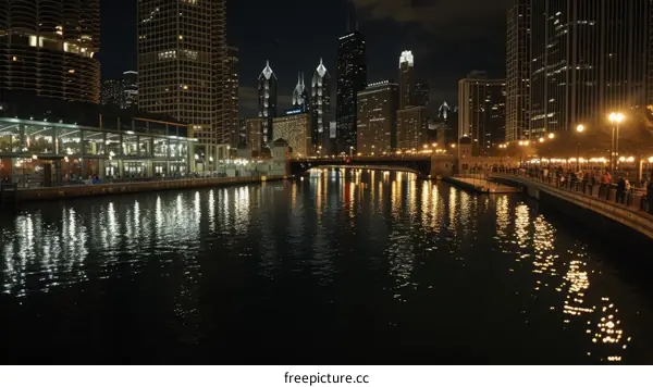 Chicago Riverwalk at Night