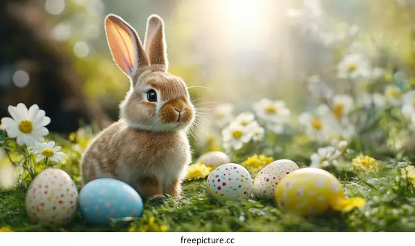 Adorable Easter Bunny in a Spring Meadow