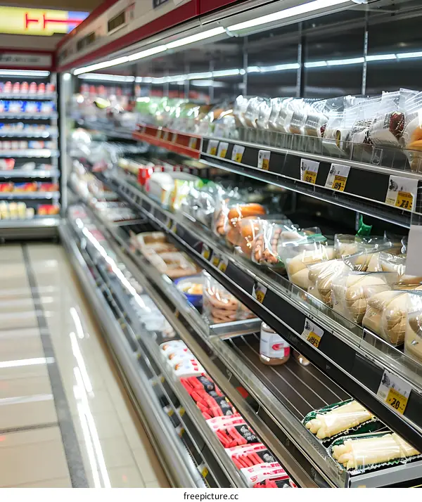 Refrigerated Food Display in Grocery Store