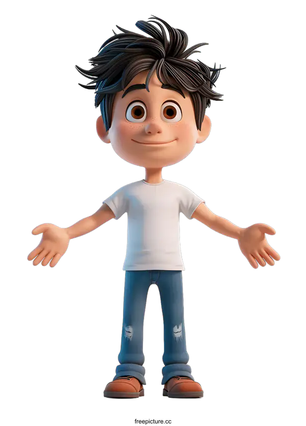 [Transparent Background PNG]Cartoon Boy with Open Arms